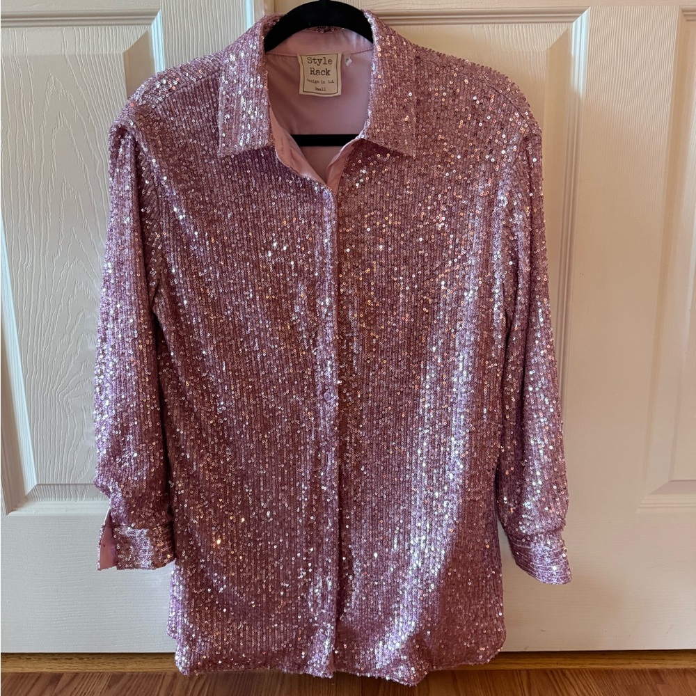 Style Rack Shimmering Pink Sequin Shirt